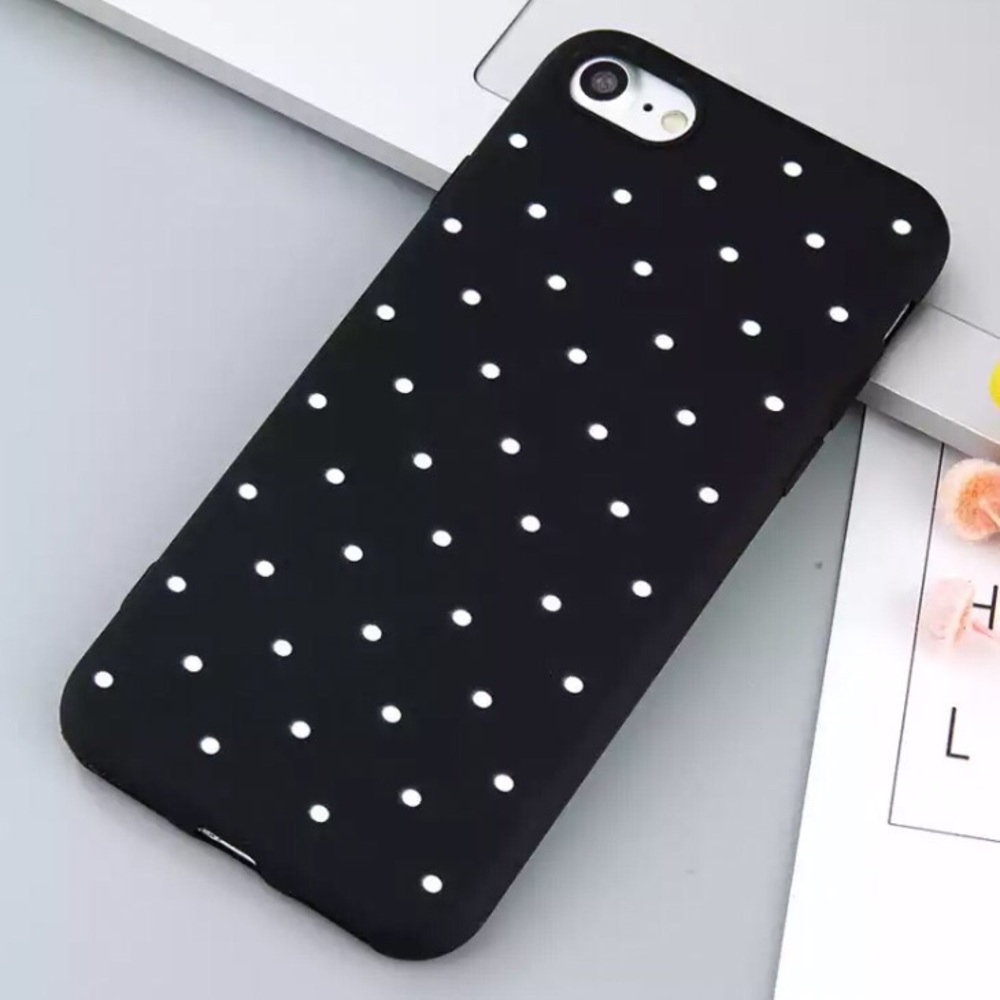 Last 1‼️iPhone 7 8 X Case Matte Black & White Dot